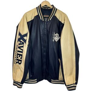 Vintage Steve & Barry’s Xavier Musketeers Leather Bomber Jacket